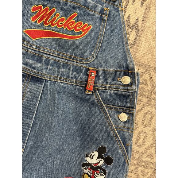 Vintage 90's Disney Mickey & Co Denim Bib Short Overalls Size 10 Unisex Classic - Picture 5 of 15